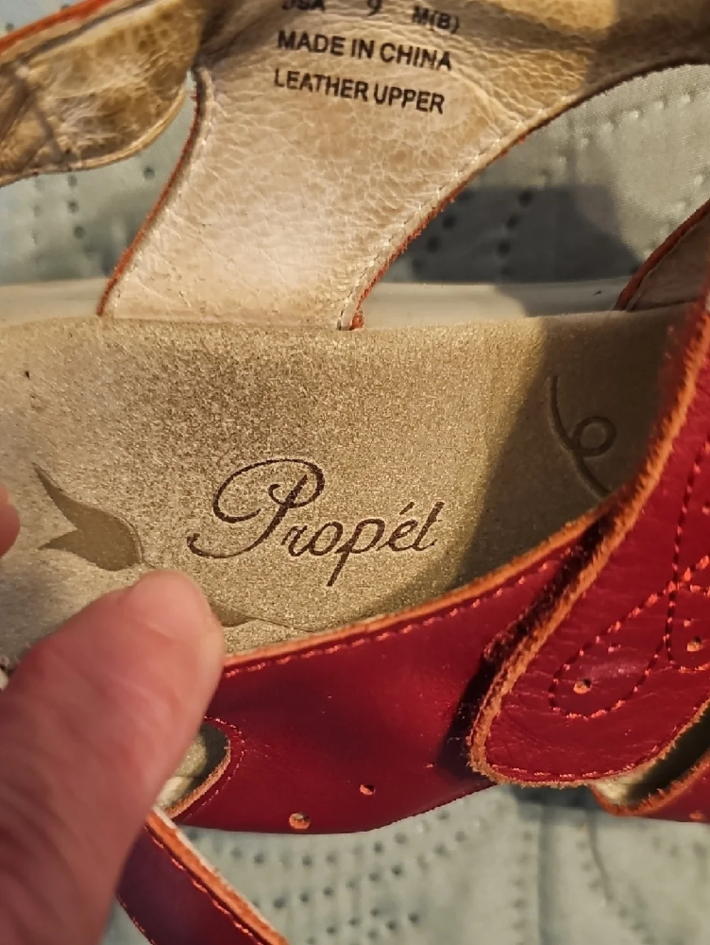 Propet Women's Adjustable Red Leather Comfort Sandals